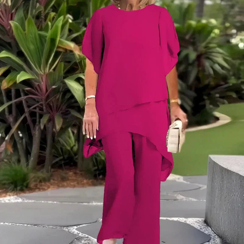 Waiyara |  Chic Asymmetrical Top and Pants Set