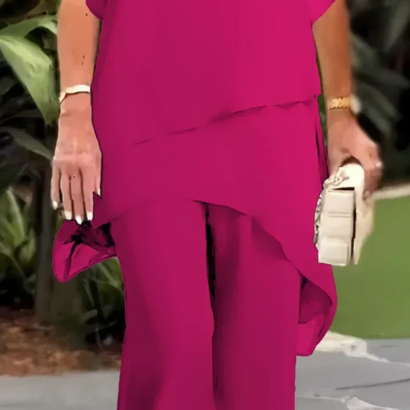 Waiyara |  Chic Asymmetrical Top and Pants Set