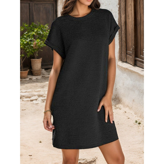 Kalinyra | Casual Dress With Roll Sleeves And Pocket