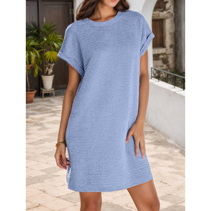 Kalinyra | Casual Dress With Roll Sleeves And Pocket