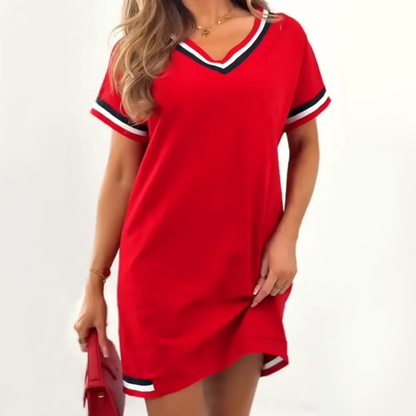 Janine | V-Neck Colorblock Midi Dress