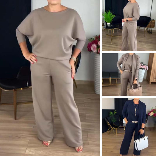 Campbell | Elegant Long Cardigan & Top & Pants 3-Piece Set