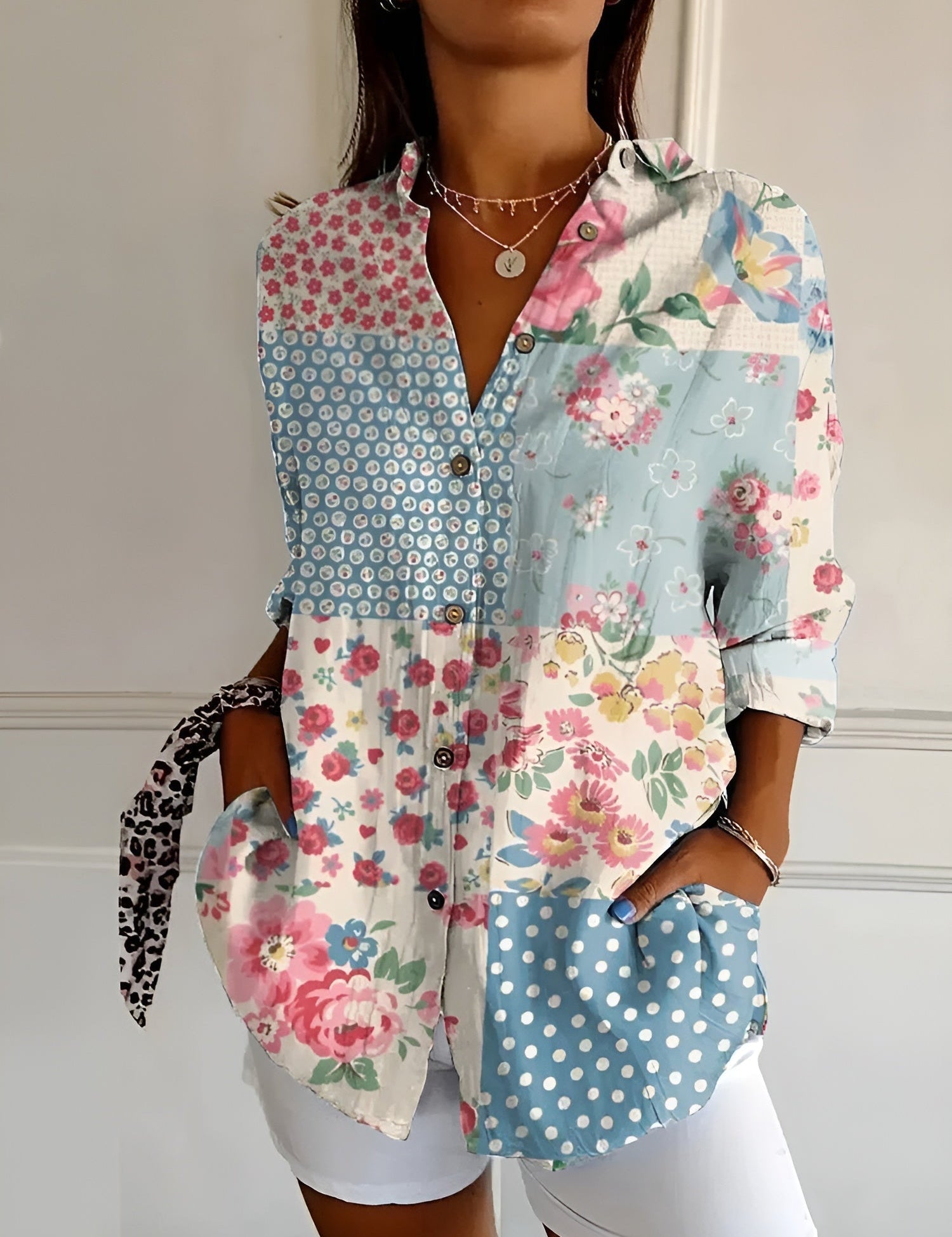 Maia | Floral Wave Cotton Blouse