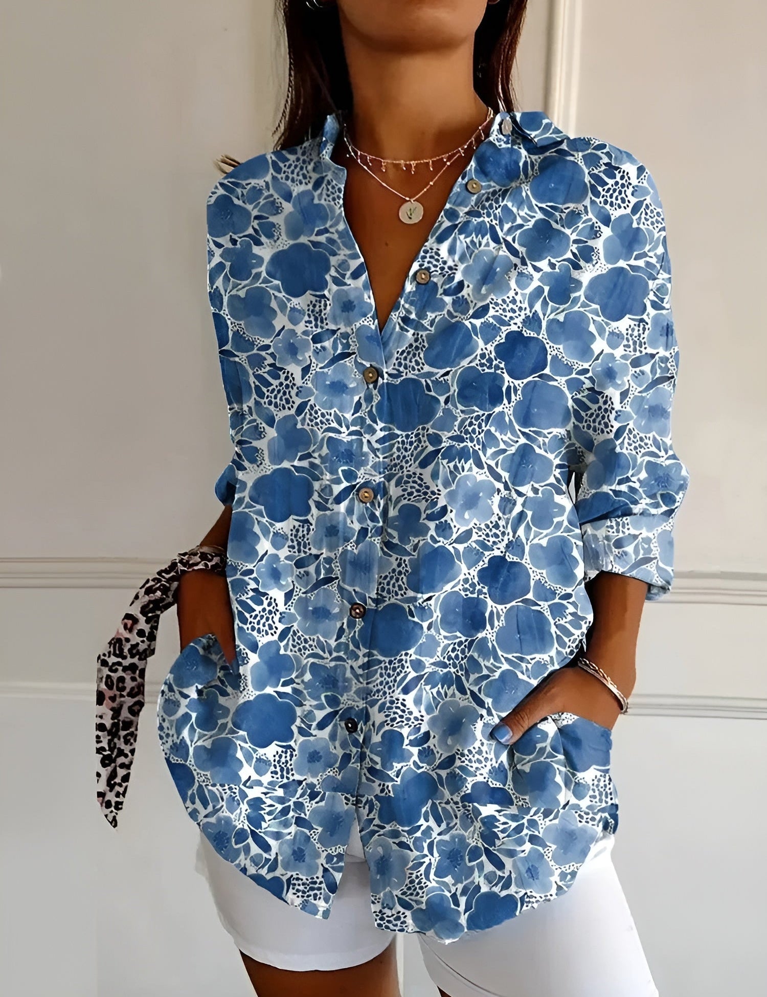 Maia | Floral Wave Cotton Blouse