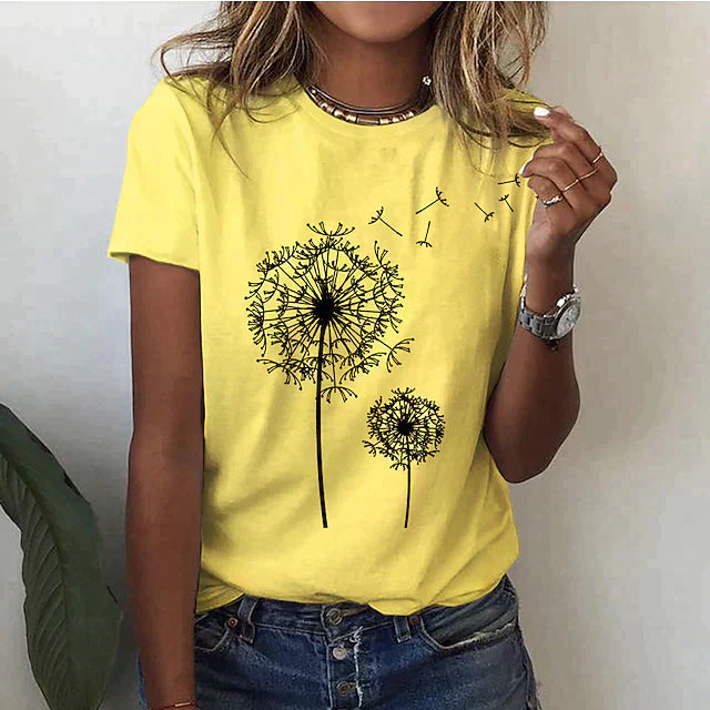 Amelia | Stylish T Shirt With Dandelion Print